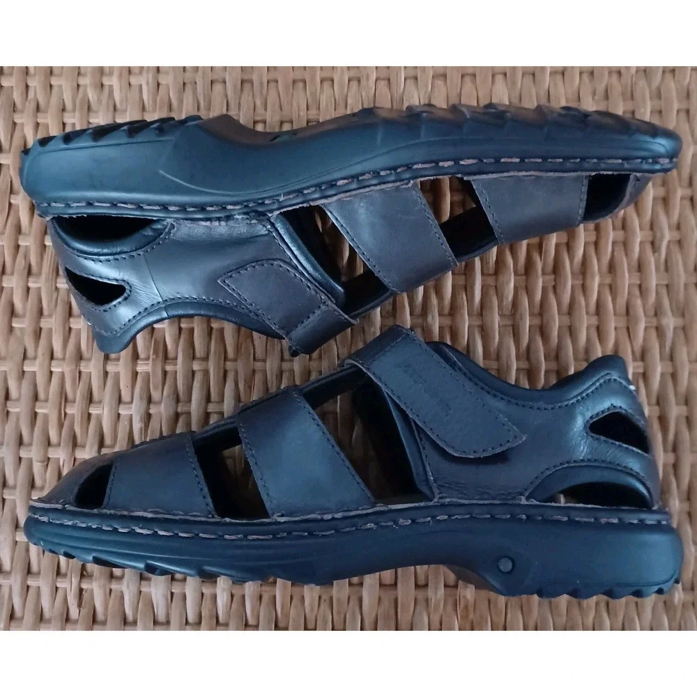 Josef Seibel Mens Leather Fisherman Sandals Dark Brown Closed Toe‎ EU 42 US 9